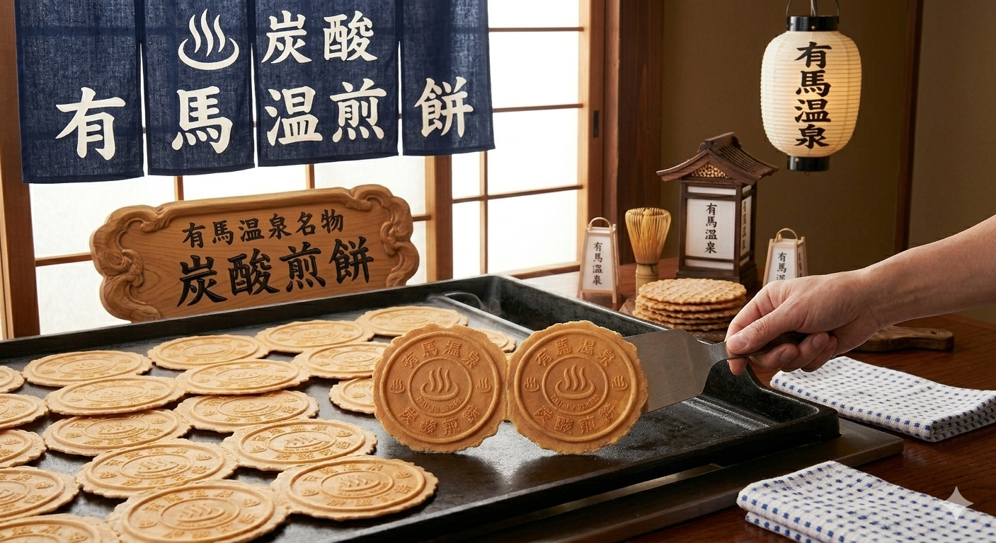 有馬温泉名物の炭酸せんべい